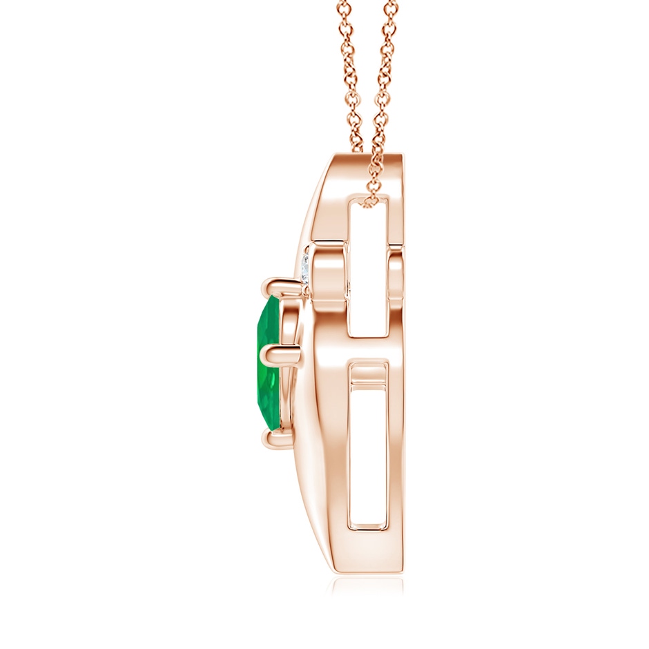 9x7mm AA Shell Style Oval Emerald and Diamond Pendant in Rose Gold side 199