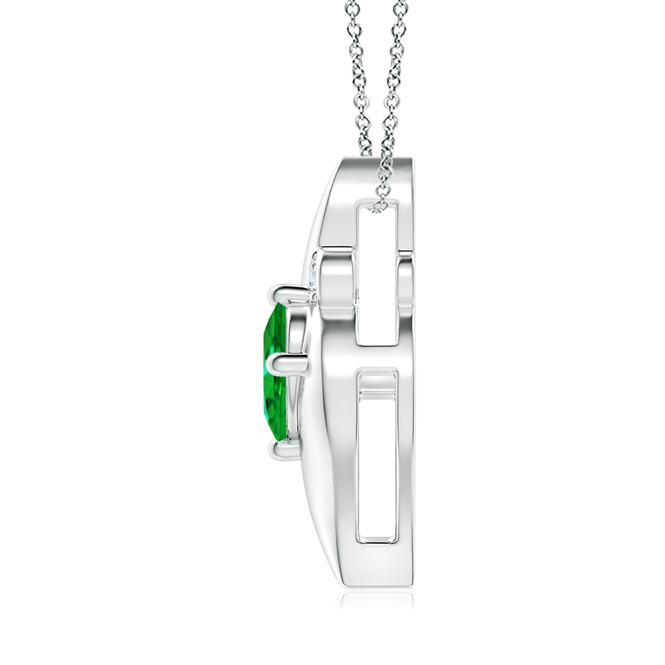 9x7mm AAAA Shell Style Oval Emerald and Diamond Pendant in P950 Platinum side 199