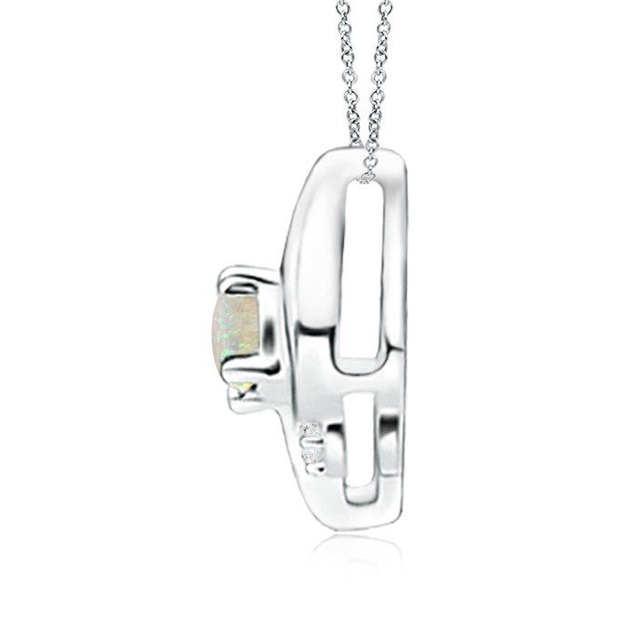 4x3mm AAA Shell Style Oval Opal and Diamond Pendant in 9K White Gold product image