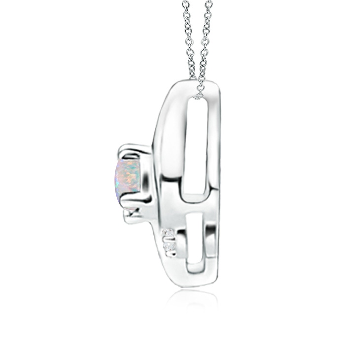 4x3mm AAAA Shell Style Oval Opal and Diamond Pendant in S999 Silver - side 1