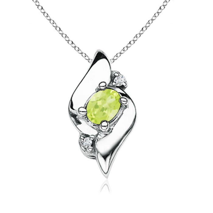 A - Peridot / 0.18 CT / 14 KT White Gold