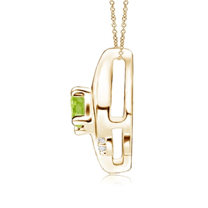 4x3mm AA Shell Style Oval Peridot and Diamond Pendant in Yellow Gold side 1