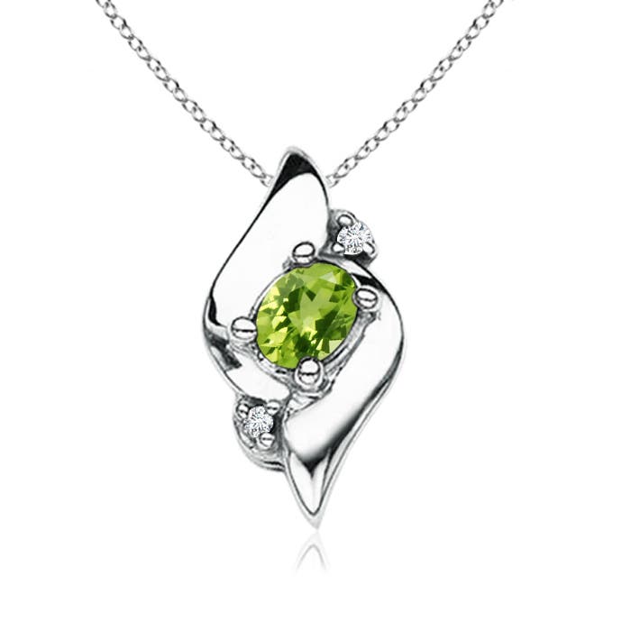 AAA - Peridot / 0.18 CT / 14 KT White Gold