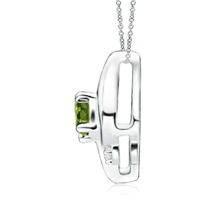 4x3mm AAAA Shell Style Oval Peridot and Diamond Pendant in White Gold Side 1