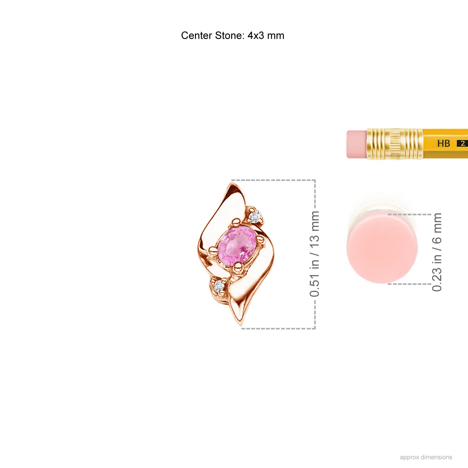 A - Pink Sapphire / 0.19 CT / 14 KT Rose Gold