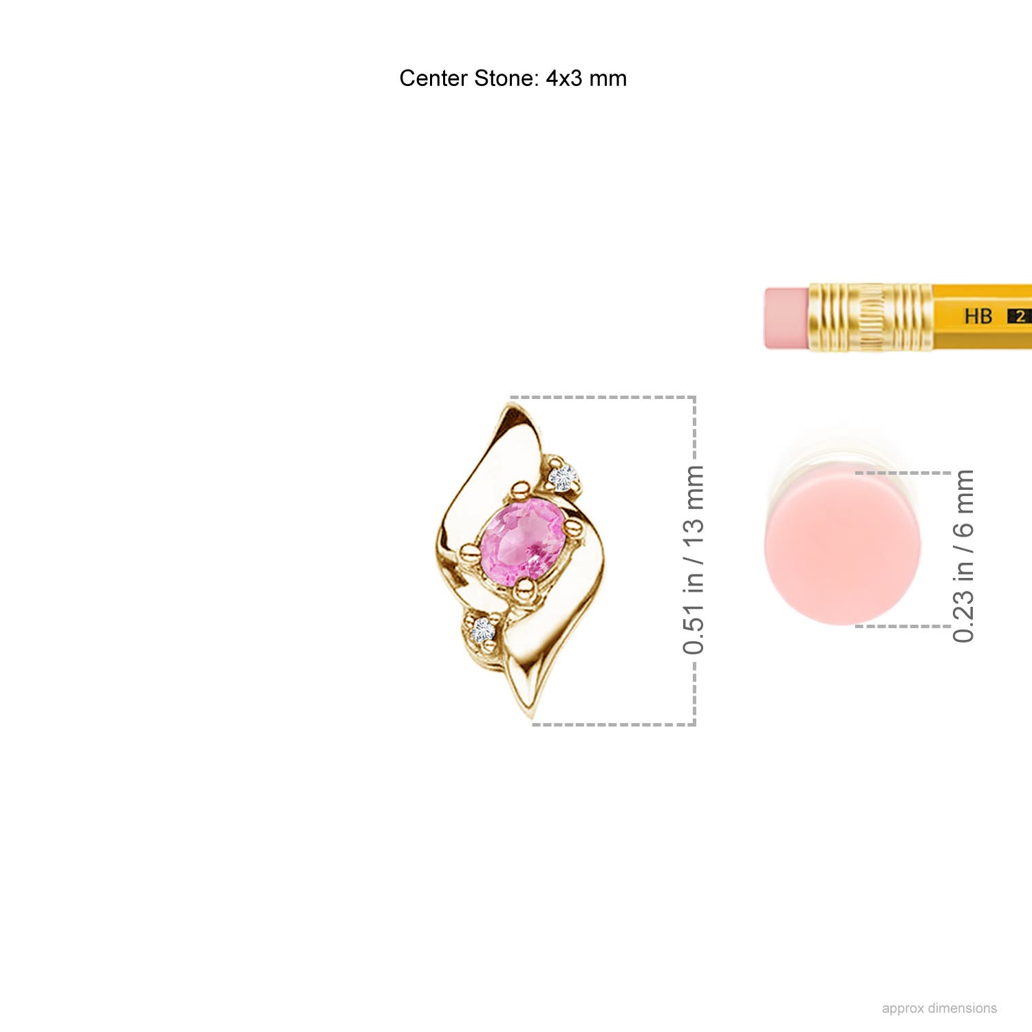 A - Pink Sapphire / 0.19 CT / 14 KT Yellow Gold