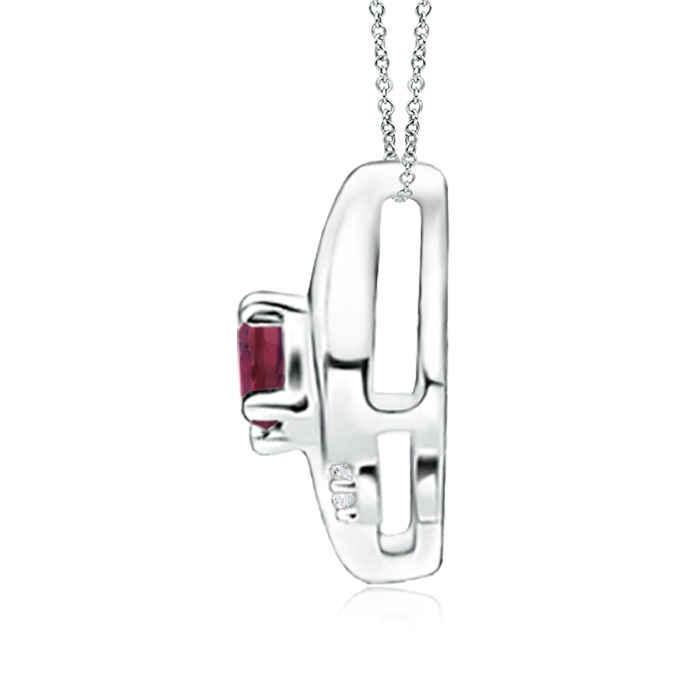 4x3mm AAAA Shell Style Oval Pink Tourmaline and Diamond Pendant in White Gold product image