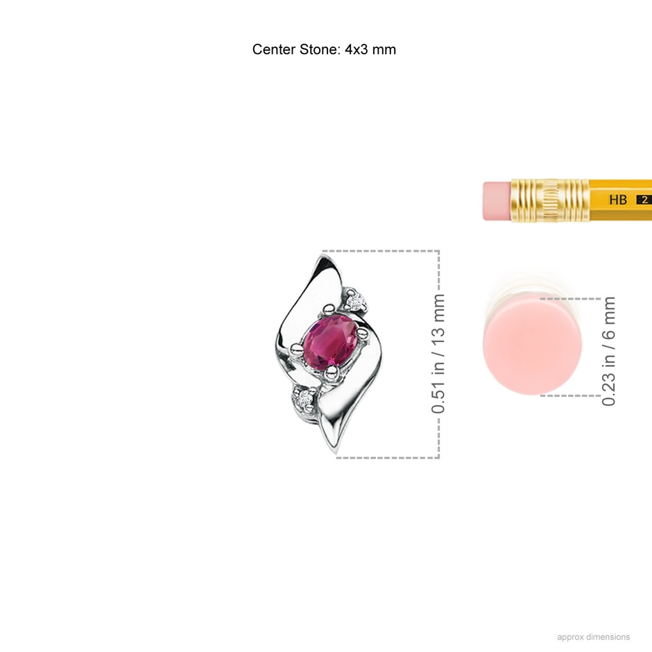4x3mm AAAA Shell Style Oval Pink Tourmaline and Diamond Pendant in White Gold product image