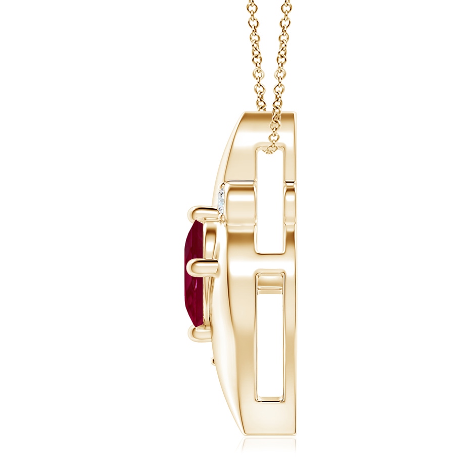 10x8mm A Shell Style Oval Ruby and Diamond Pendant in 18K Yellow Gold side 199