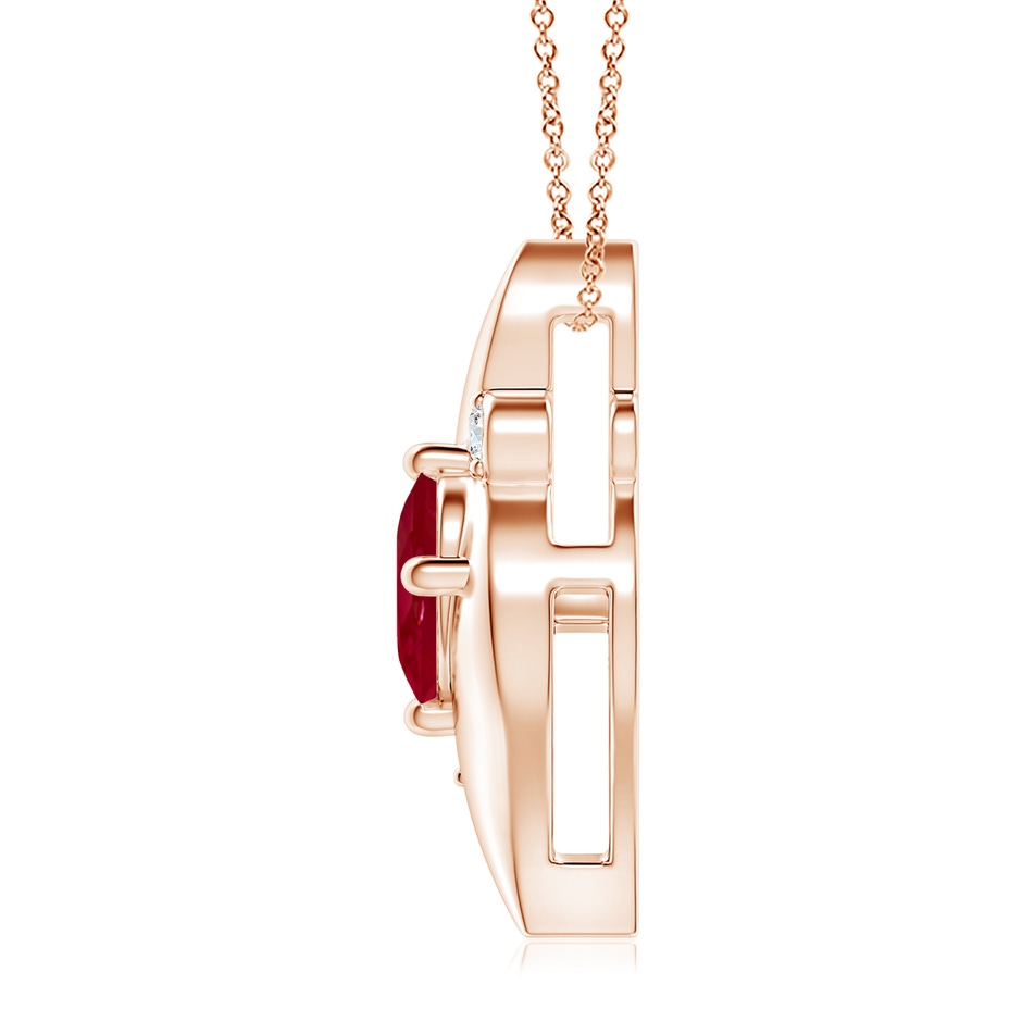 10x8mm AA Shell Style Oval Ruby and Diamond Pendant in 18K Rose Gold side 199
