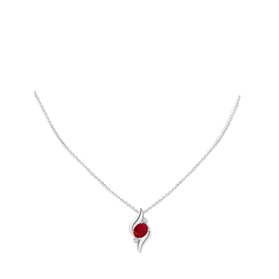 10x8mm AA Shell Style Oval Ruby and Diamond Pendant in P950 Platinum pen