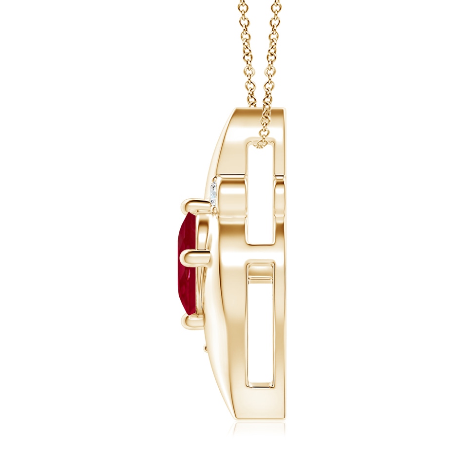 10x8mm AA Shell Style Oval Ruby and Diamond Pendant in Yellow Gold side 199