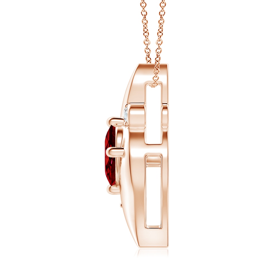 10x8mm AAAA Shell Style Oval Ruby and Diamond Pendant in 18K Rose Gold side 199
