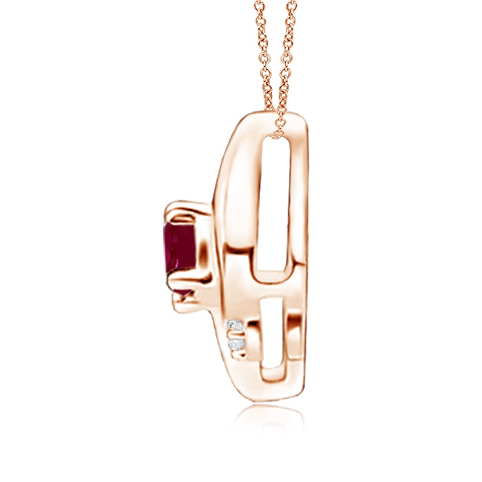 4x3mm A Shell Style Oval Ruby and Diamond Pendant in 10K Rose Gold side 199