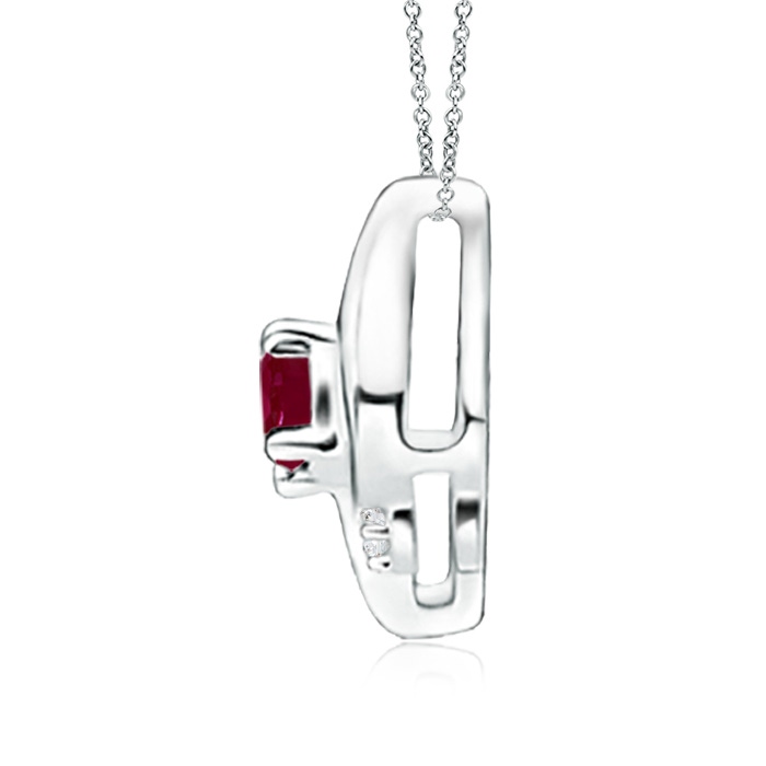 4x3mm A Shell Style Oval Ruby and Diamond Pendant in P950 Platinum side 199