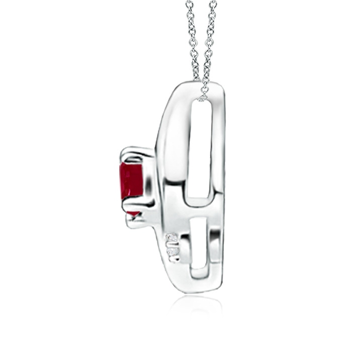 4x3mm AA Shell Style Oval Ruby and Diamond Pendant in P950 Platinum side 199