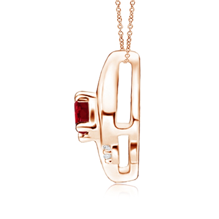 4x3mm AAA Shell Style Oval Ruby and Diamond Pendant in 9K Rose Gold side 199