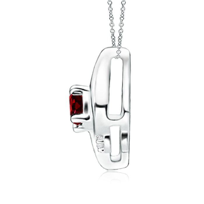 4x3mm AAAA Shell Style Oval Ruby and Diamond Pendant in 18CT White Gold - side 3