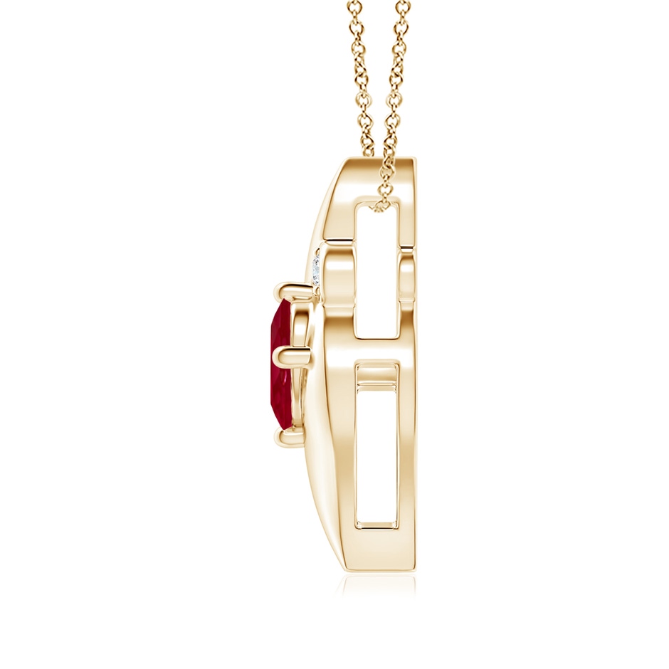8x6mm AA Shell Style Oval Ruby and Diamond Pendant in Yellow Gold side 199