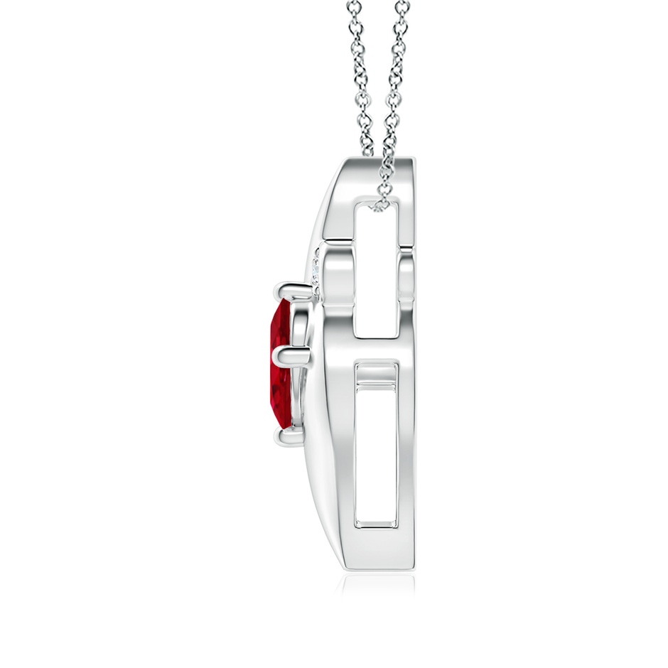 8x6mm AAA Shell Style Oval Ruby and Diamond Pendant in P950 Platinum side 199