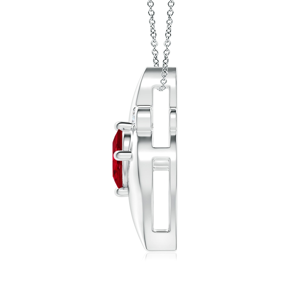 9x7mm AAA Shell Style Oval Ruby and Diamond Pendant in P950 Platinum side 199