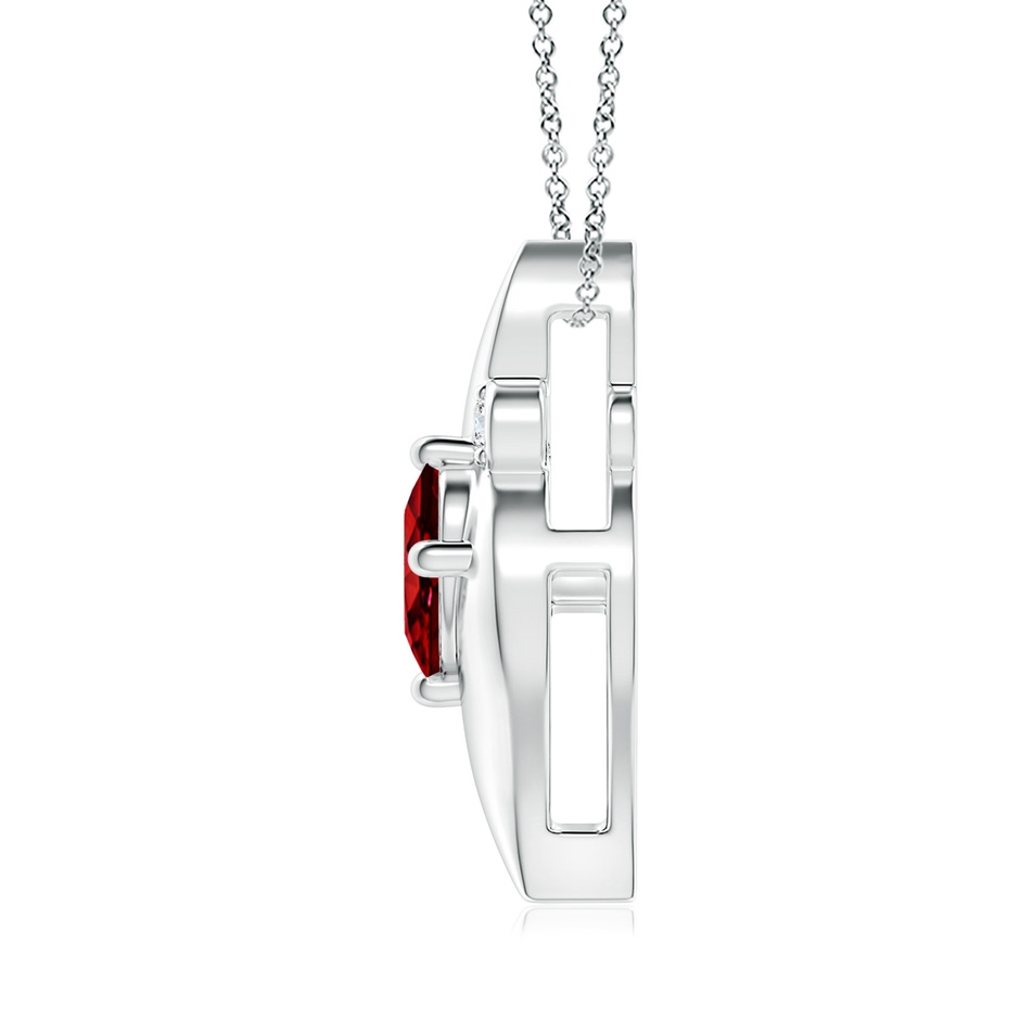 9x7mm AAAA Shell Style Oval Ruby and Diamond Pendant in P950 Platinum side 199
