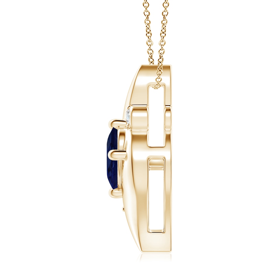 10x8mm A Shell Style Oval Sapphire and Diamond Pendant in Yellow Gold side 199