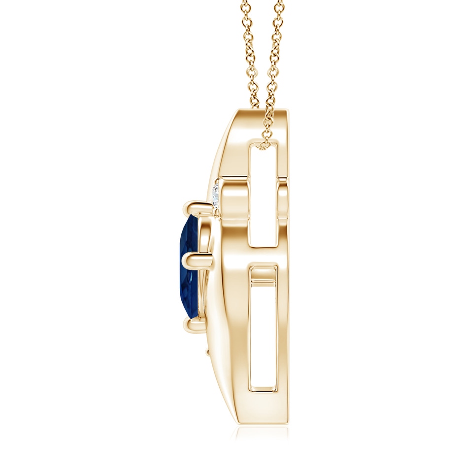 10x8mm AA Shell Style Oval Sapphire and Diamond Pendant in Yellow Gold side 199