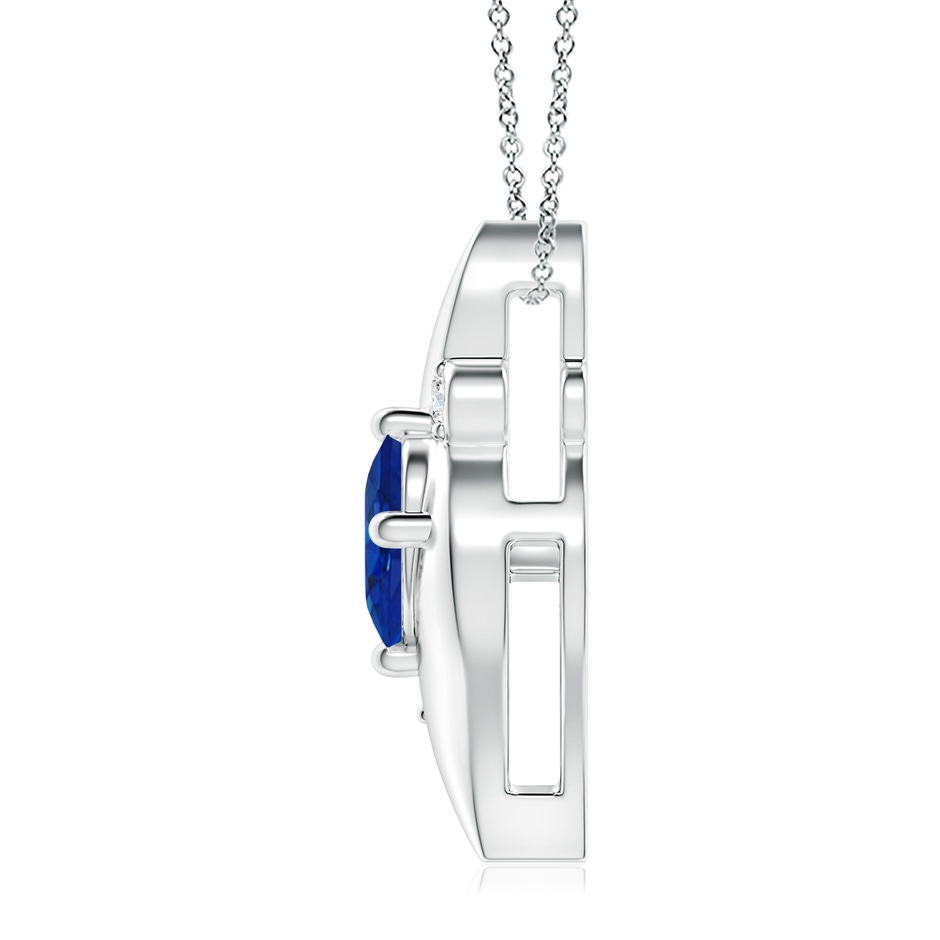 10x8mm AAA Shell Style Oval Sapphire and Diamond Pendant in P950 Platinum side 199