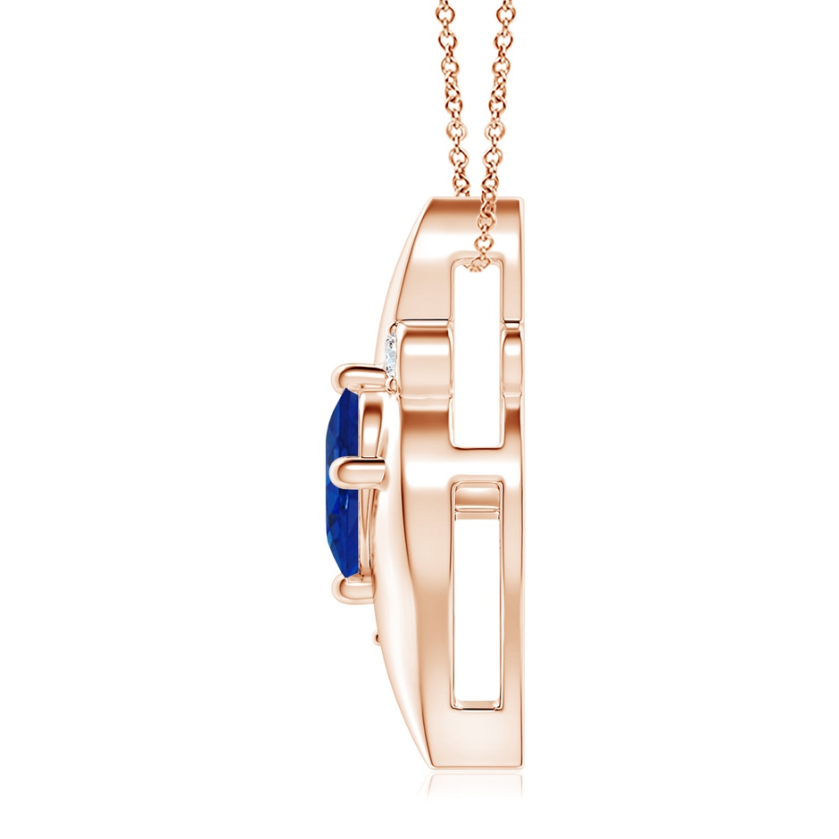10x8mm AAA Shell Style Oval Sapphire and Diamond Pendant in Rose Gold side 199