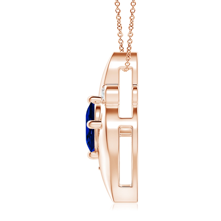 10x8mm AAAA Shell Style Oval Sapphire and Diamond Pendant in 18K Rose Gold side 199