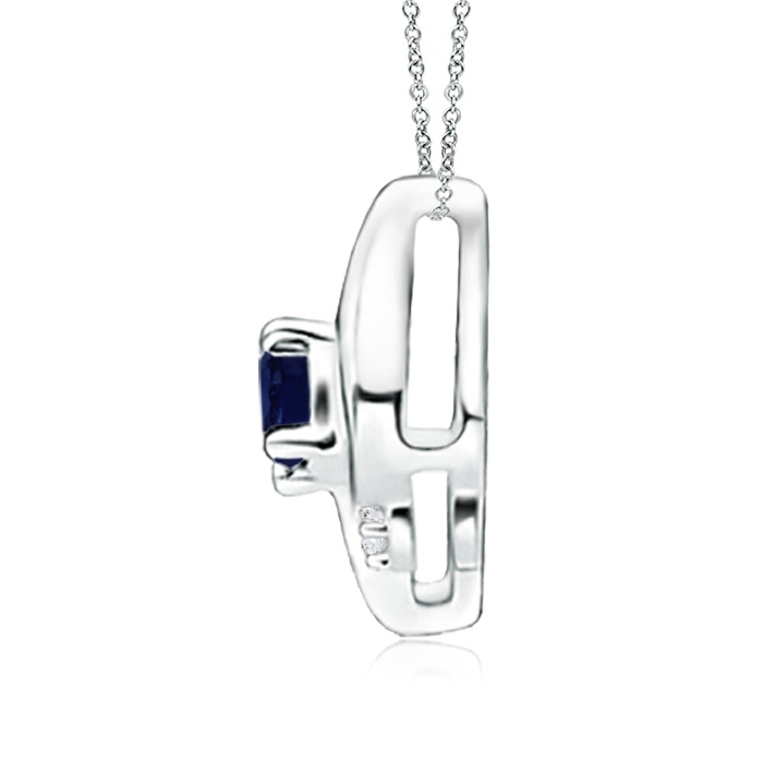 4x3mm A Shell Style Oval Sapphire and Diamond Pendant in S999 Silver side 199