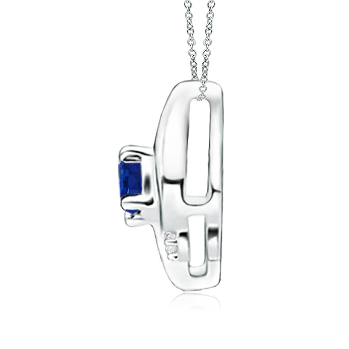 4x3mm AAA Shell Style Oval Sapphire and Diamond Pendant in P950 Platinum side 199