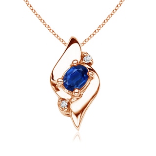 4x3mm AAA Shell Style Oval Sapphire and Diamond Pendant in Rose Gold