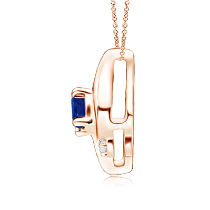 4x3mm AAA Shell Style Oval Sapphire and Diamond Pendant in Rose Gold side 199