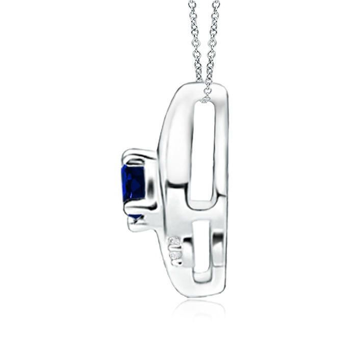 4x3mm AAAA Shell Style Oval Sapphire and Diamond Pendant in P950 Platinum Side 199