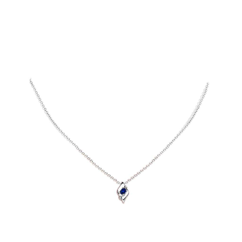 4x3mm AAAA Shell Style Oval Sapphire and Diamond Pendant in P950 Platinum pen