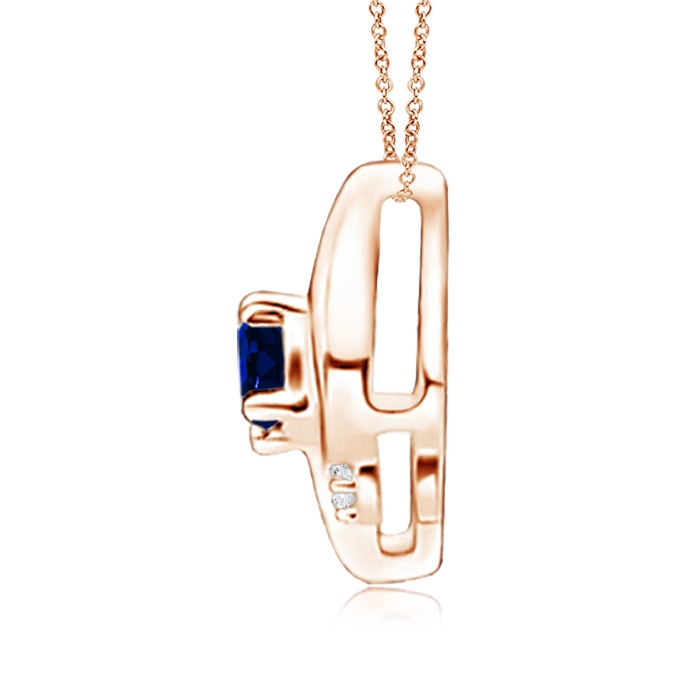 4x3mm AAAA Shell Style Oval Sapphire and Diamond Pendant in Rose Gold side 199