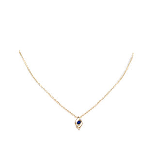 Shell Style Oval Sapphire and Diamond Pendant