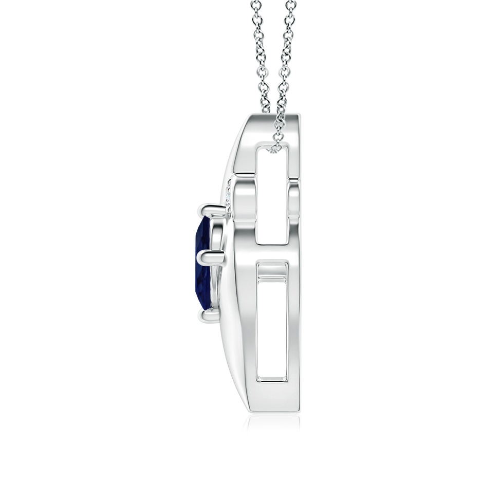 8x6mm A Shell Style Oval Sapphire and Diamond Pendant in White Gold side 199
