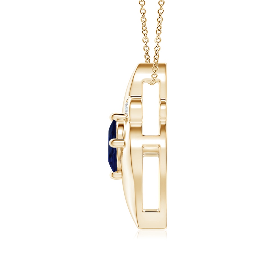 8x6mm A Shell Style Oval Sapphire and Diamond Pendant in Yellow Gold side 199