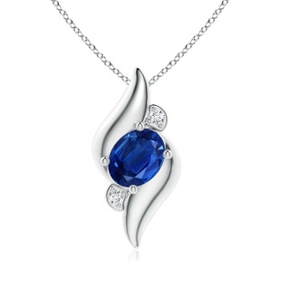 8x6mm AAA Shell Style Oval Sapphire and Diamond Pendant in P950 Platinum