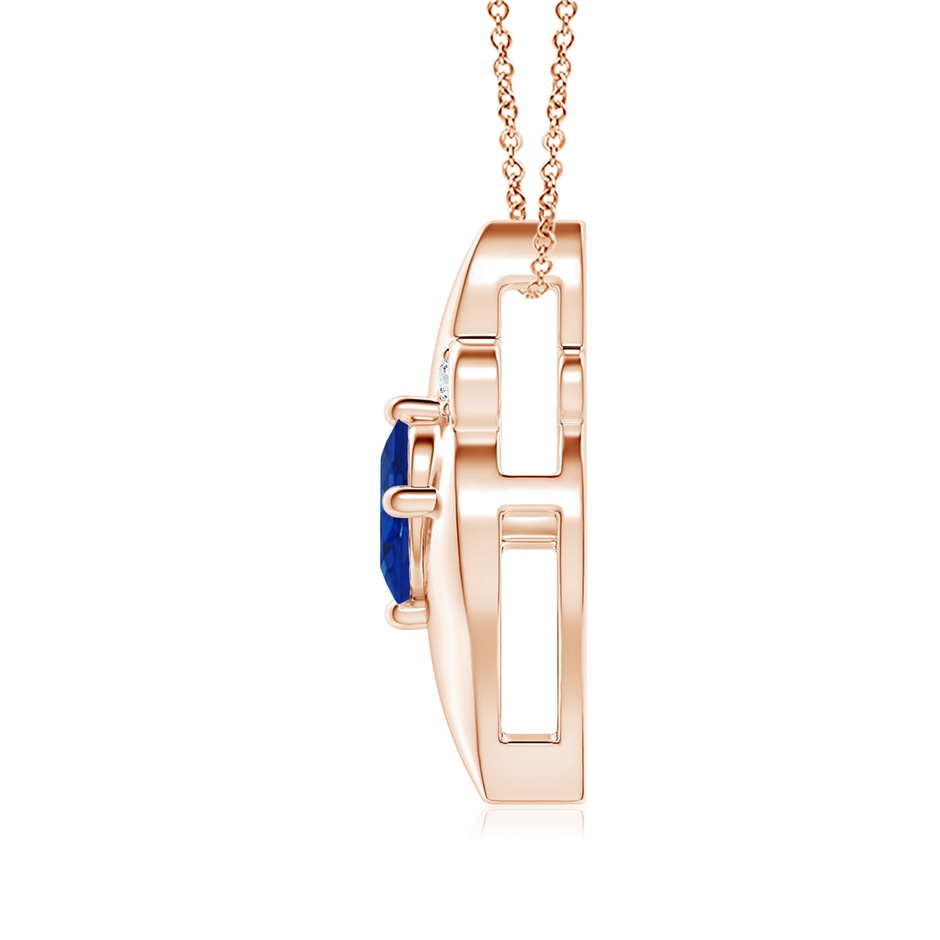 8x6mm AAA Shell Style Oval Sapphire and Diamond Pendant in Rose Gold side 199