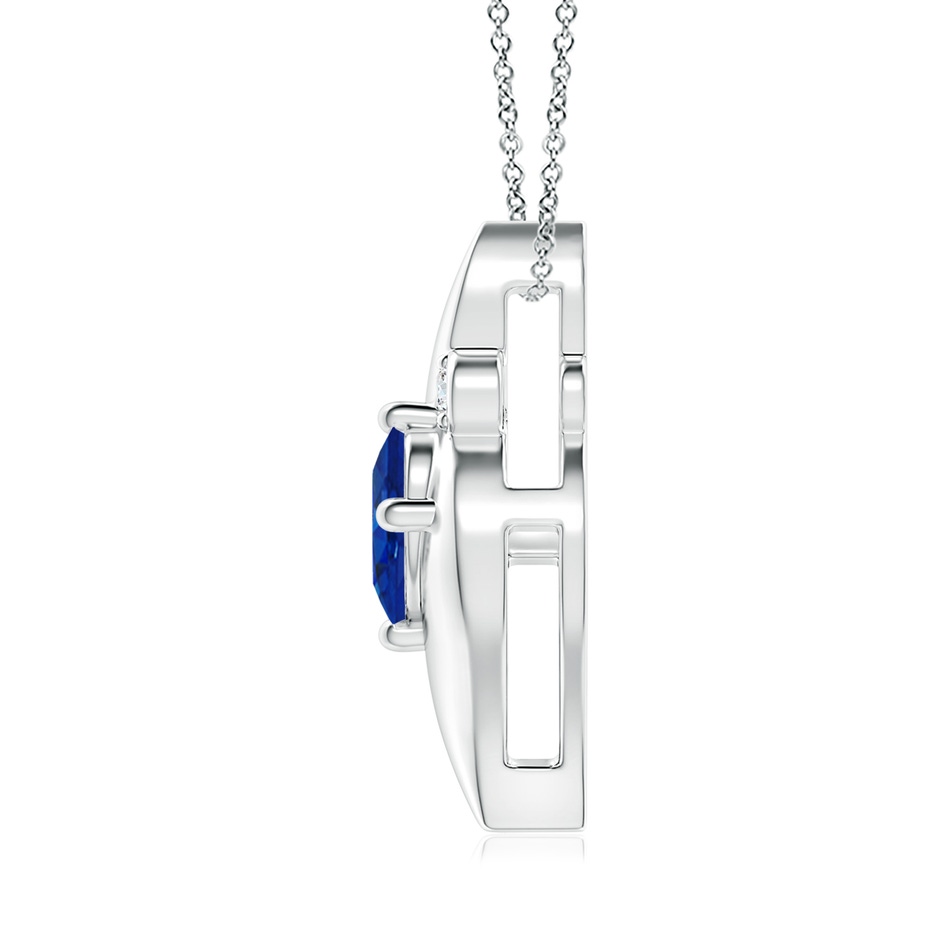 9x7mm AAA Shell Style Oval Sapphire and Diamond Pendant in P950 Platinum side 199