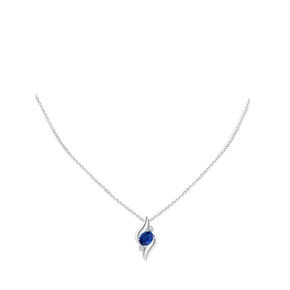 9x7mm AAA Shell Style Oval Sapphire and Diamond Pendant in P950 Platinum pen
