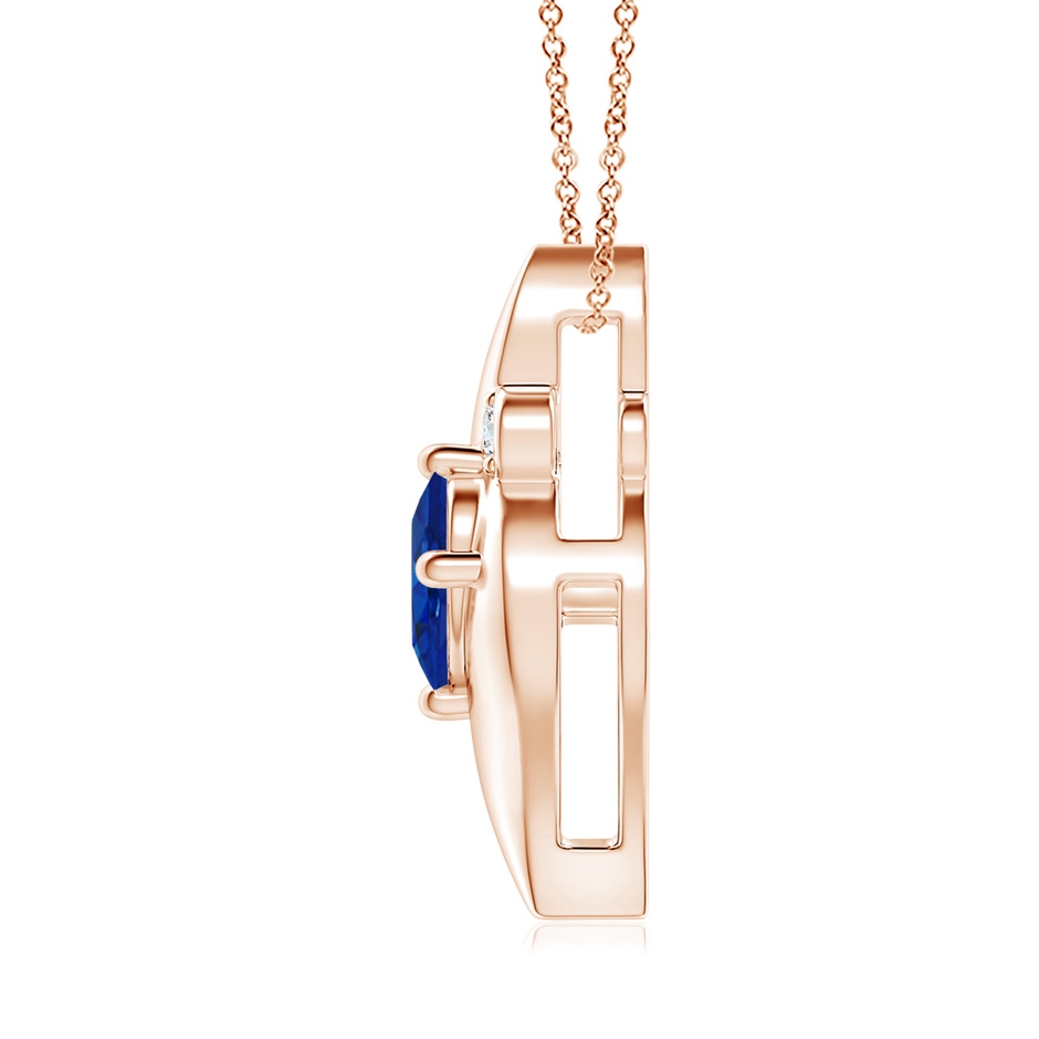 9x7mm AAA Shell Style Oval Sapphire and Diamond Pendant in Rose Gold side 199