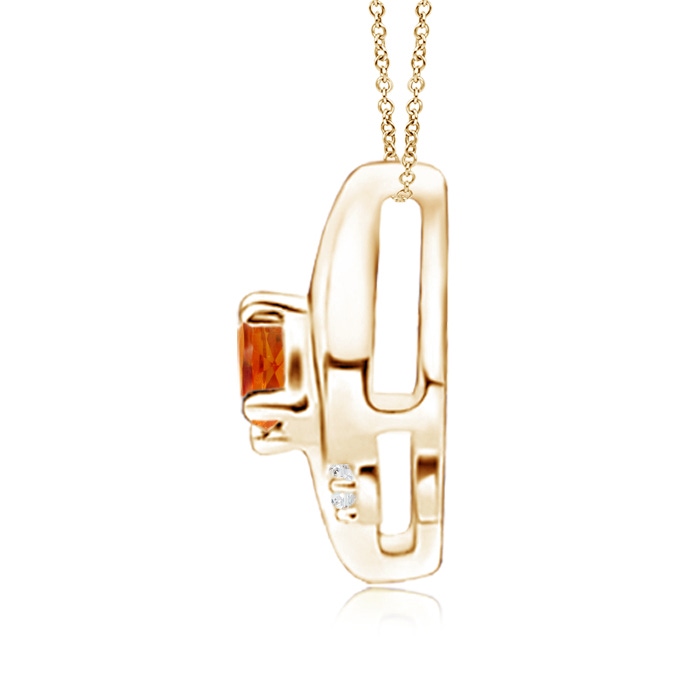 4x3mm AAA Shell Style Oval Spessartite and Diamond Pendant in Yellow Gold - side 199