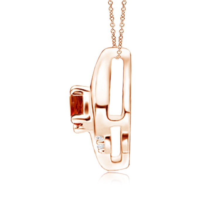 4x3mm AAAA Shell Style Oval Spessartite and Diamond Pendant in Rose Gold - side 199