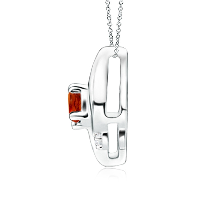 4x3mm AAAA Shell Style Oval Spessartite and Diamond Pendant in White Gold - side 199