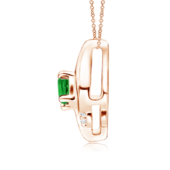 4x3mm AAAA Shell Style Oval Tsavorite and Diamond Pendant in Rose Gold Side 1